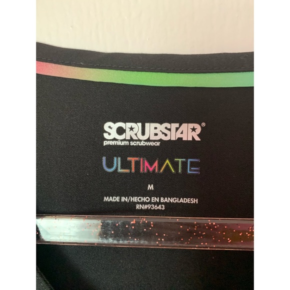 Scrubstar Mock Wrap Scrub Top Black M - Picture 7 of 8